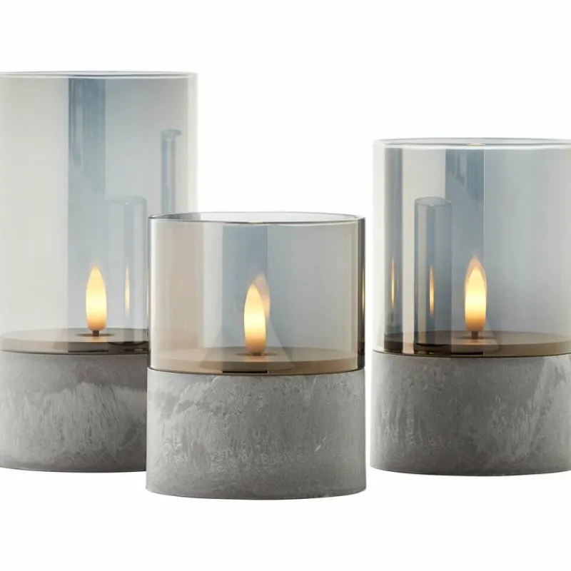 Suspension Verre Fumé-Luminaires Brilliant Lampe de table extérieure, set de 3 Brilliant Bougie LED Gris, 1 lumière