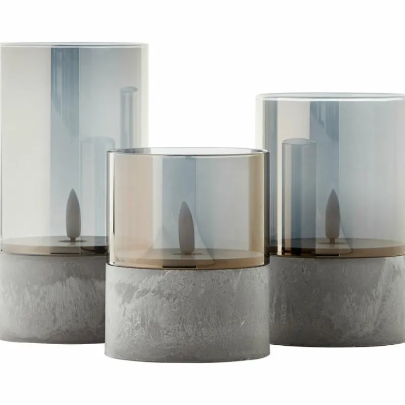 Suspension Verre Fumé-Luminaires Brilliant Lampe de table extérieure, set de 3 Brilliant Bougie LED Gris, 1 lumière