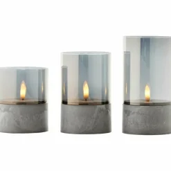 Suspension Verre Fumé-Luminaires Brilliant Lampe de table extérieure, set de 3 Brilliant Bougie LED Gris, 1 lumière