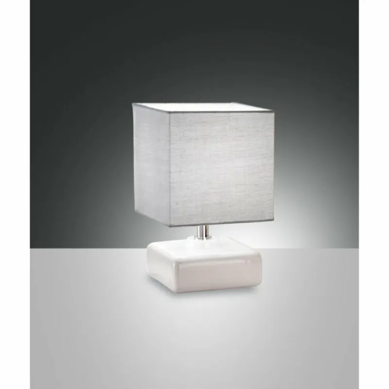 Lampes En Tissu-Luminaires Fabas Luce Lampe de table Fabas Luce Taro Blanc, 1 lumière