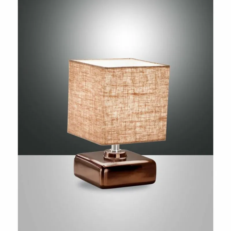 Lampes En Tissu-Luminaires Fabas Luce Lampe de table Fabas Luce Taro Bronze, 1 lumière