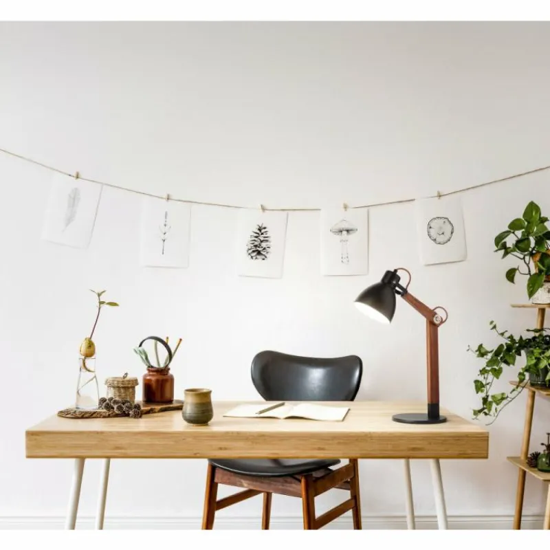 Luminaires Scandinaves-Luminaires Fabas Luce Lampe de table Fabas Luce Sveva Bois foncé, Noir, 1 lumière