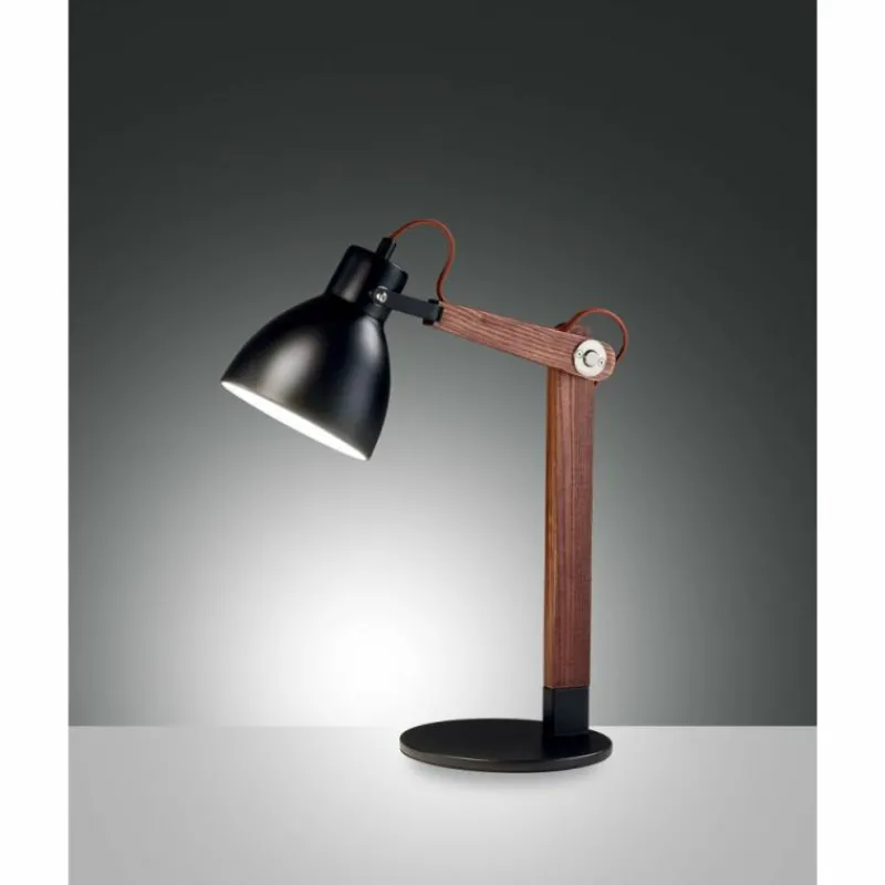 Luminaires Scandinaves-Luminaires Fabas Luce Lampe de table Fabas Luce Sveva Bois foncé, Noir, 1 lumière