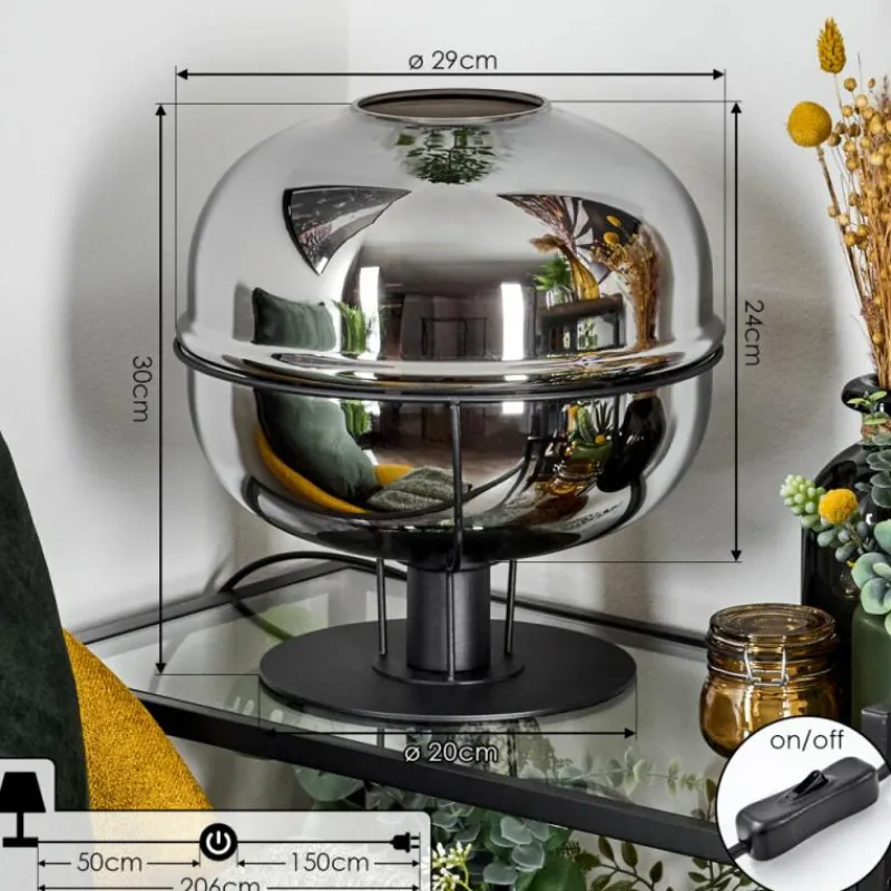 Suspension Verre Fumé-hofstein Lampe de table Feiro Noir, 1 lumière