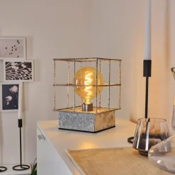 Lampes Industrielles-hofstein Lampe de table Fevaag Nickel mat, 1 lumière