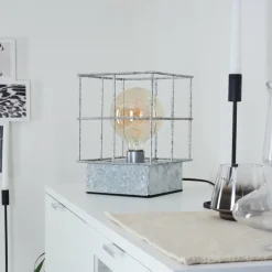 Lampes Industrielles-hofstein Lampe de table Fevaag Nickel mat, 1 lumière