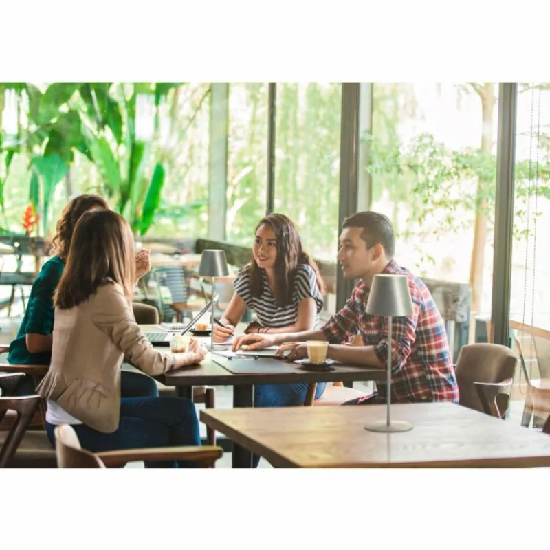 FHL easy Lampe de table Cosenza LED Argenté, 1 lumière, Changeur de couleurs* Éclairage Led