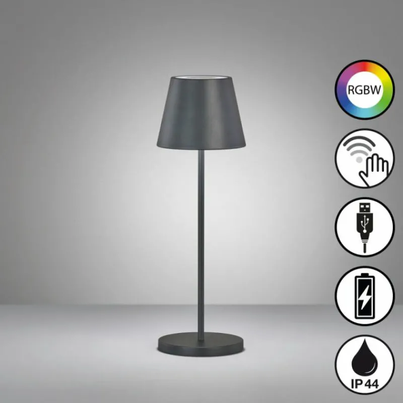 FHL easy Lampe de table Cosenza 2.0 LED Noir, 1 lumière, Changeur de couleurs* Éclairage Led