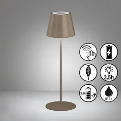 FHL easy Lampe de table Cosenza LED Brun, Gris, 1 lumière, Changeur de couleurs* Éclairage Led