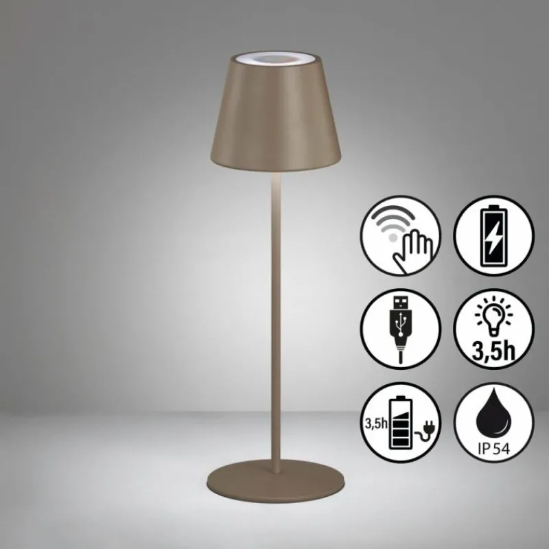 FHL easy Lampe de table Cosenza LED Brun, Gris, 1 lumière, Changeur de couleurs* Éclairage Led