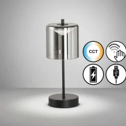 Suspension Verre Fumé-FHL easy Lampe de table Riva LED Noir, 1 lumière