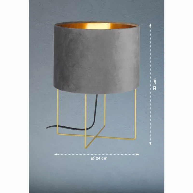 Lampes En Tissu-Luminaires Fischer & Honsel Lampe de table Fischer & Honsel Aura Or, 1 lumière