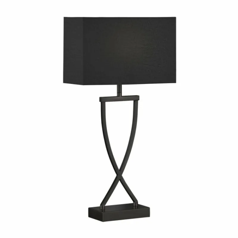 Lampes En Tissu-Luminaires Fischer & Honsel Lampe de table Fischer & Honsel Anni Noir, 1 lumière