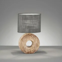 Lampes En Tissu-Luminaires Fischer & Honsel Lampe de table Fischer & Honsel Hanke Couleur bois, 1 lumière