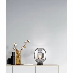 Suspension Verre Fumé-Luminaires Fischer & Honsel Lampe de table Fischer & Honsel Nayla Noir, 1 lumière