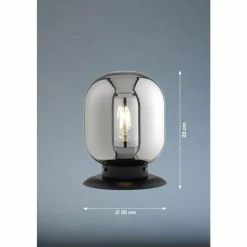 Suspension Verre Fumé-Luminaires Fischer & Honsel Lampe de table Fischer & Honsel Regi Noir, 1 lumière