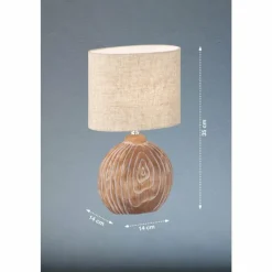 Lampes En Tissu-Luminaires Fischer & Honsel Lampe de table Fischer & Honsel Tobse Couleur bois, 1 lumière