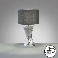 Lampes En Tissu-Luminaires Fischer & Honsel Lampe de table Fischer & Honsel Louis Argenté, 1 lumière