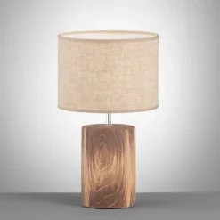 Lampes En Tissu-Luminaires Fischer & Honsel Lampe de table Fischer & Honsel Malik Couleur bois, 1 lumière