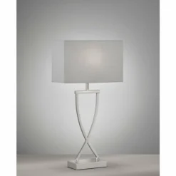 Lampes En Tissu-Luminaires Fischer & Honsel Lampe de table Fischer-Honsel Anni Nickel mat, 1 lumière