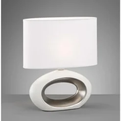 Lampes En Tissu-Luminaires Fischer & Honsel Lampe de table Fischer-Honsel Coba Blanc, 1 lumière