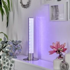 hofstein Lampe de table Flaut LED Nickel mat, 1 lumière, Télécommandes, Changeur de couleurs* Lampes À Poser