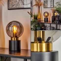 hofstein Lampe de table Flawil Laiton, Noir, 1 lumière