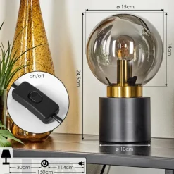 hofstein Lampe de table Flawil Laiton, Noir, 1 lumière