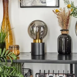 hofstein Lampe de table Flawil Laiton, Noir, 1 lumière