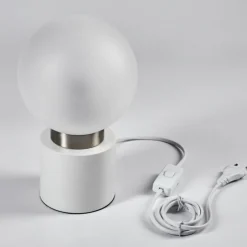 hofstein Lampe de table Flawil Nickel mat, Blanc, 1 lumière