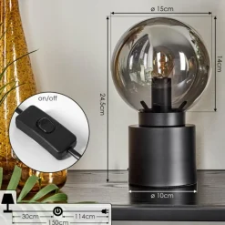 hofstein Lampe de table Flawil Noir, 1 lumière