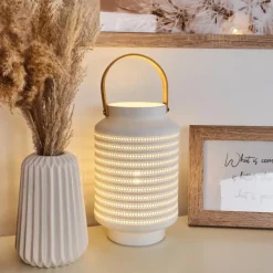 Luminaires Scandinaves-hofstein Lampe de table Forrnes Beige, Blanc, 1 lumière