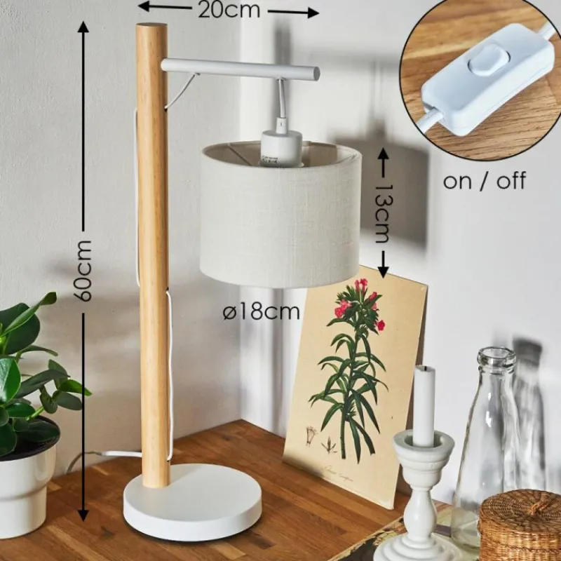 Lampes En Tissu-hofstein Lampe de table Geelong Bois clair, Blanc, 1 lumière