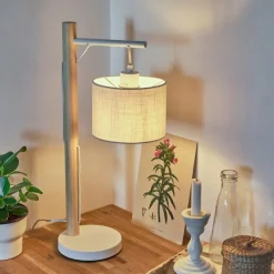 Lampes En Tissu-hofstein Lampe de table Geelong Bois clair, Blanc, 1 lumière