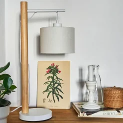Lampes En Tissu-hofstein Lampe de table Geelong Bois clair, Blanc, 1 lumière