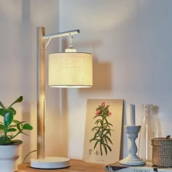 Lampes En Tissu-hofstein Lampe de table Geelong Bois clair, Blanc, 1 lumière