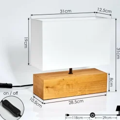 Lampes En Tissu-hofstein Lampe de table Geneva Bois clair, 1 lumière