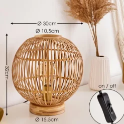 Style Boho-Chic-hofstein Lampe de table Geubus Brun clair, 1 lumière