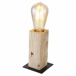 Luminaires Rustiques-Luminaires Globo Lighting Lampe de table Globo ADALIE Bois clair, Noir, 1 lumière