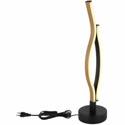 Lampes En Bois-Luminaires Globo Lighting Lampe de table Globo GERONIMO LED Couleur bois, Noir, 1 lumière