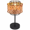 Style Boho-Chic-Luminaires Globo Lighting Lampe de table Globo GINA Bois foncé, Noir, 1 lumière