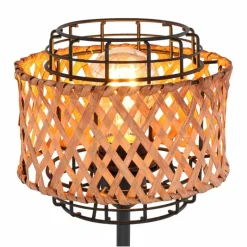 Style Boho-Chic-Luminaires Globo Lighting Lampe de table Globo GINA Bois foncé, Noir, 1 lumière