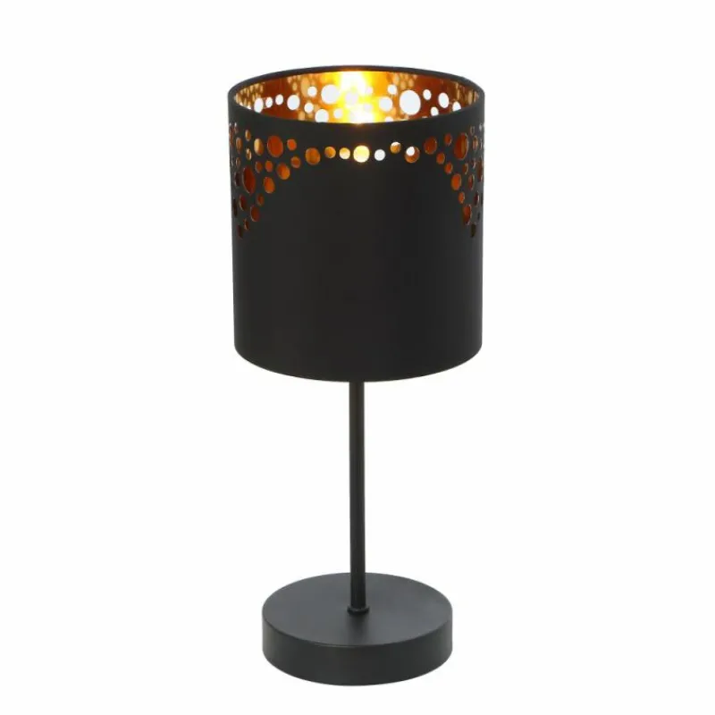 Lampes En Tissu-Luminaires Globo Lighting Lampe de table Globo INGEBORG Noir, 1 lumière