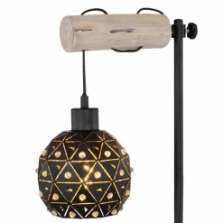 Lampes Dorées-Luminaires Globo Lighting Lampe de table Globo JODIE Bois clair, Noir, 1 lumière