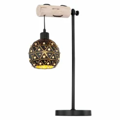 Lampes Dorées-Luminaires Globo Lighting Lampe de table Globo JODIE Bois clair, Noir, 1 lumière