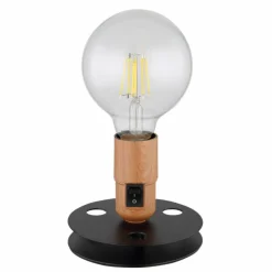 Lampes En Bois-Luminaires Globo Lighting Lampe de table Globo JOHANNA Couleur bois, Noir, 1 lumière