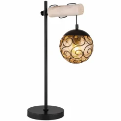 Lampes En Bois-Luminaires Globo Lighting Lampe de table Globo MAXI Écru, Noir, 1 lumière