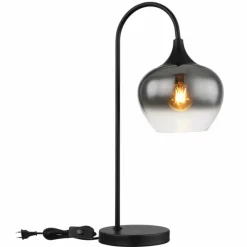 Suspension Verre Fumé-Luminaires Globo Lighting Lampe de table Globo MAXY Noir, 1 lumière