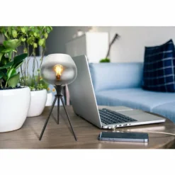 Suspension Verre Fumé-Luminaires Globo Lighting Lampe de table Globo MAXY Noir, 1 lumière