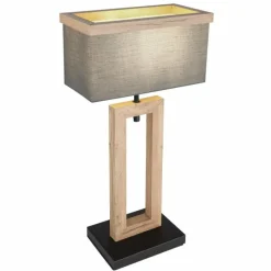 Lampes En Tissu-Luminaires Globo Lighting Lampe de table Globo OSSI Couleur bois, Noir, 1 lumière